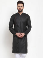 Jompers Men Black Solid Mandarin Collar Kurta Only | Grocsy