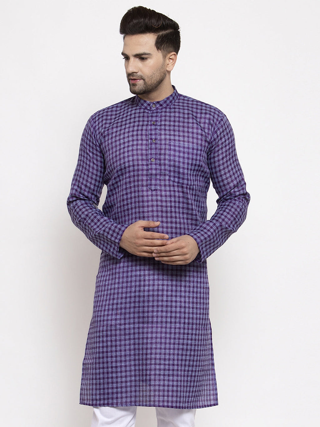Jompers Men's Purple Woven Kurta Only | Grocsy