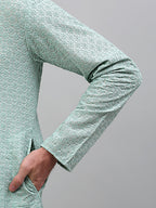 Jompers Men's Green Chikankari Embroidered and Sequence Kurta Only | Grocsy