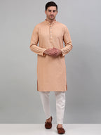 Jompers Men's Peach Chikankari Embroidered and Sequence Kurta Only | Grocsy
