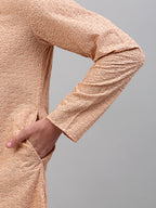 Jompers Men's Peach Chikankari Embroidered and Sequence Kurta Only | Grocsy