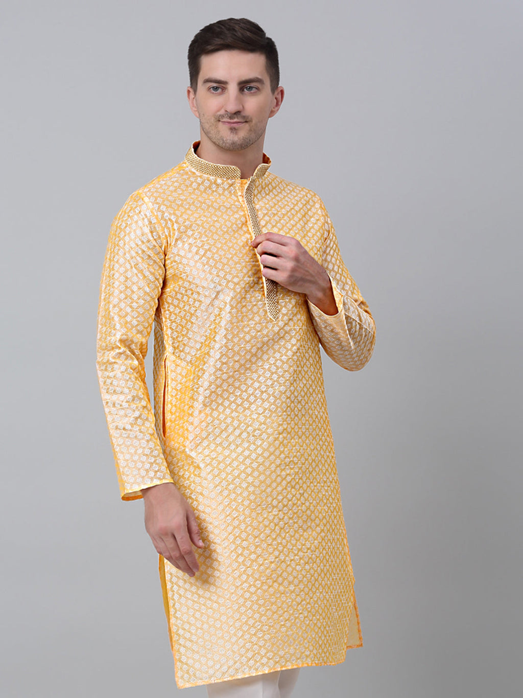 Jompers Men's Golden Collar Embroidered Kurta | Grocsy