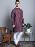 Jompers Men's Maroon Woven Design Kurta Only | Grocsy