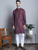Jompers Men's Maroon Woven Design Kurta Only | Grocsy
