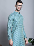 Jompers Men's Blue Woven Design Kurta Only | Grocsy