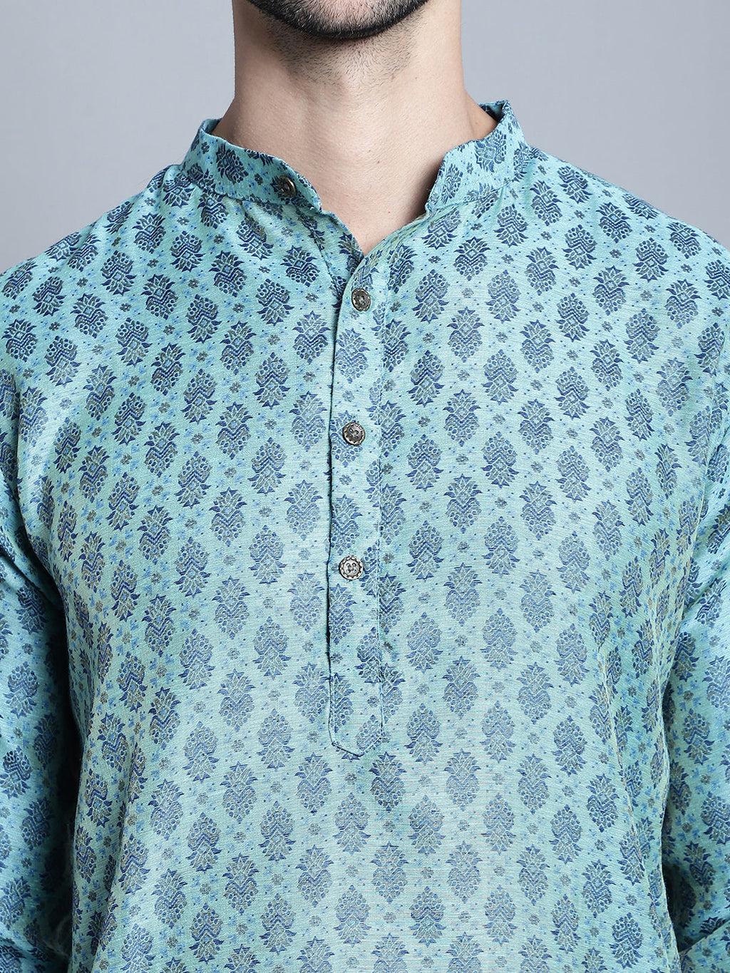 Jompers Men's Blue Woven Design Kurta Only | Grocsy