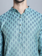 Jompers Men's Blue Woven Design Kurta Only | Grocsy