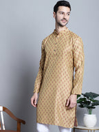Jompers Men's Yellow Woven Design Kurta Only | Grocsy
