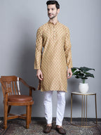 Jompers Men's Yellow Woven Design Kurta Only | Grocsy