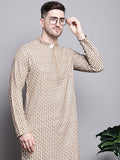 Jompers Men's Sequin Embroidered Pure Cotton Kurta - Cream | Grocsy