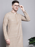 Jompers Men's Sequin Embroidered Pure Cotton Kurta - Cream | Grocsy