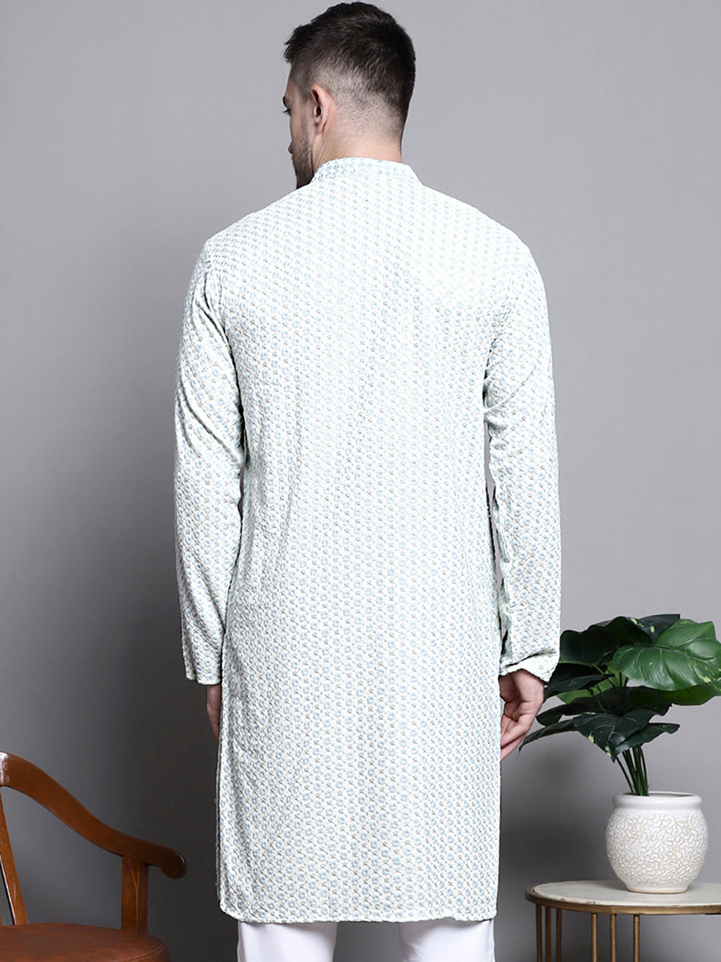 Jompers Men's Sequin Embroidered Pure Cotton Kurta - Yellow | Grocsy