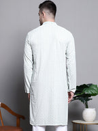 Jompers Men's Sequin Embroidered Pure Cotton Kurta - Yellow | Grocsy