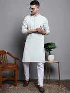 Jompers Men's Sequin Embroidered Pure Cotton Kurta - Yellow | Grocsy