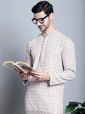 Jompers Men's Chikankari Embroidered Kurta Only - Beige | Grocsy