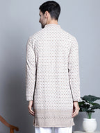 Jompers Men's Chikankari Embroidered Kurta Only - Beige | Grocsy