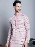 Jompers Men's Chikankari Embroidered Kurta Only - Pink | Grocsy