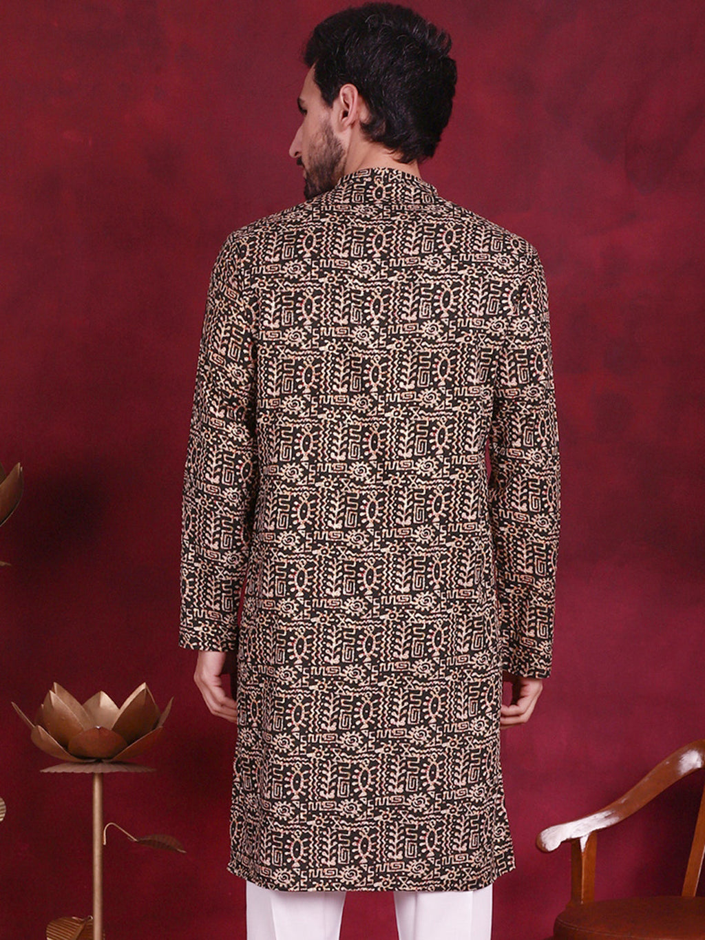 Jompers Men's Digital Printed Kurta - Olive | Grocsy