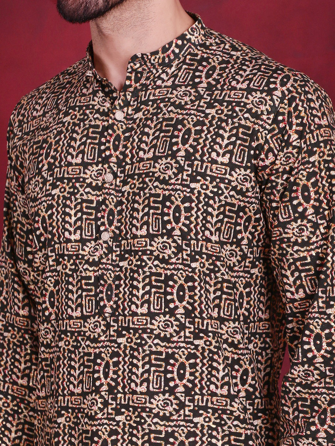Jompers Men's Digital Printed Kurta - Olive | Grocsy