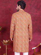 Jompers Men's Digital Printed Kurta - Mustard | Grocsy