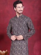 Jompers Men's Digital Printed Kurta - Navy Blue | Grocsy
