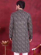 Jompers Men's Digital Printed Kurta - Navy Blue | Grocsy