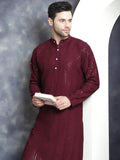 Jompers Men's Sequins Chikankari Embroidered Kurta - Purple | Grocsy