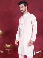 Jompers Men's Sequins Chikankari Embroidered Kurta - White | Grocsy
