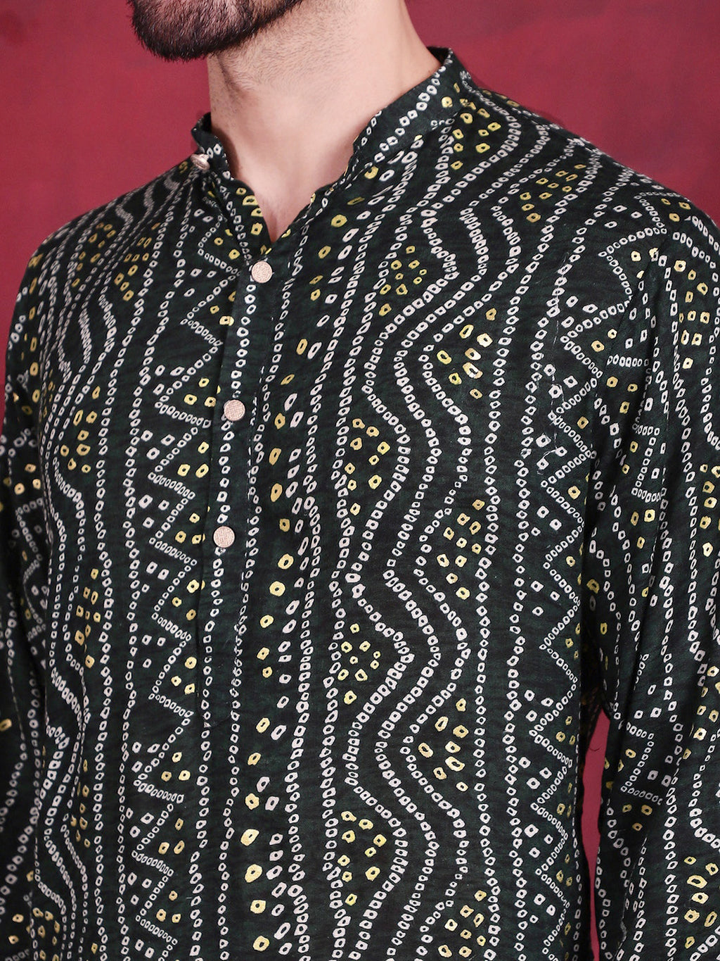 Jompers Men's Bandhani Printed Kurta - Green | Grocsy