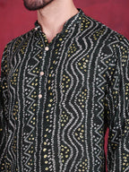 Jompers Men's Bandhani Printed Kurta - Green | Grocsy