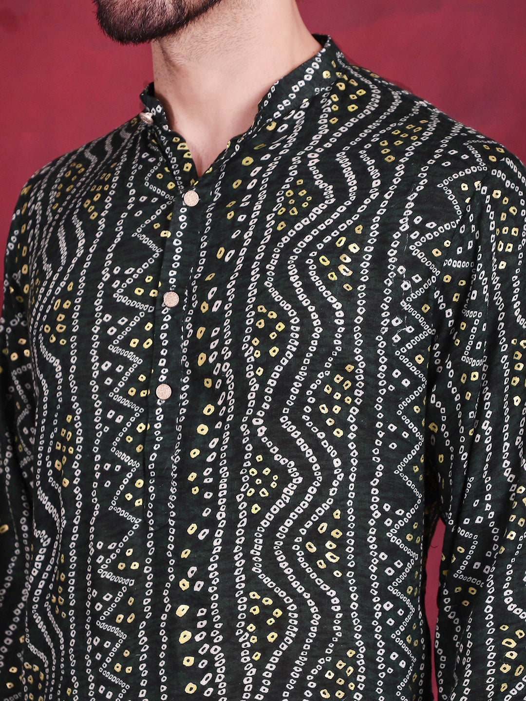 Jompers Men's Bandhani Printed Kurta - Green | Grocsy