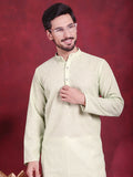 Jompers Men's Chikankari Embroidered Kurta - Pista | Grocsy