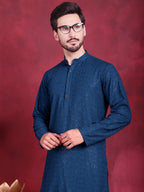 Jompers Men's Sequins Chikankari Kurta - Peacock | Grocsy