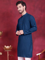 Jompers Men's Sequins Chikankari Kurta - Peacock | Grocsy
