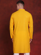 Jompers Men's Sequins Chikankari Kurta - Yellow | Grocsy