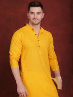 Jompers Men's Sequins Chikankari Kurta - Yellow | Grocsy