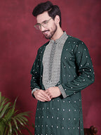 Jompers Men's Sequins Embroidered Kurta - Olive | Grocsy