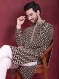 Jompers Men's Sequins Embroidered Kurta - Black | Grocsy