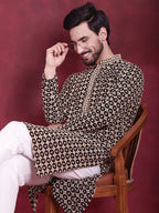Jompers Men's Sequins Embroidered Kurta - Black | Grocsy