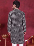 Jompers Men's Sequins Embroidered Kurta - Grey | Grocsy