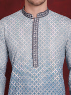 Jompers Men's Sequins Embroidered Kurta - Blue | Grocsy