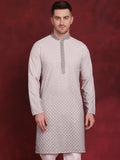 Jompers Men's Sequins Embroidered Kurta - Grey | Grocsy