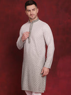 Jompers Men's Sequins Embroidered Kurta - Pista | Grocsy