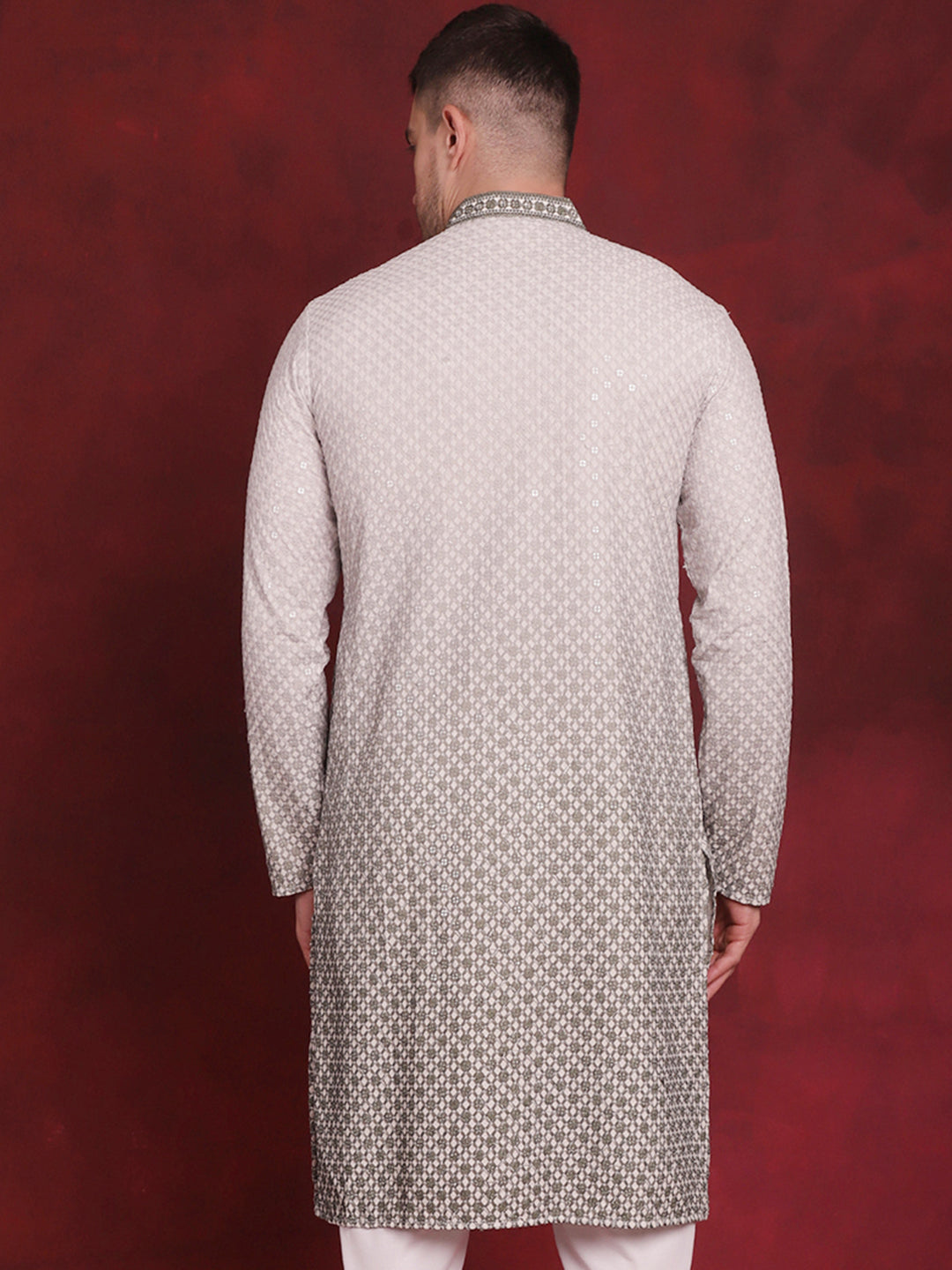 Jompers Men's Sequins Embroidered Kurta - Pista | Grocsy