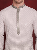 Jompers Men's Sequins Embroidered Kurta - Pista | Grocsy