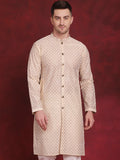 Jompers Men's Sequin Chikankari Front Open Kurta - Golden | Grocsy