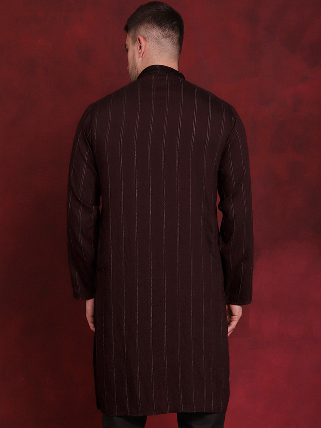 Jompers Men's Sequins Embroidered Kurta - Maroon | Grocsy