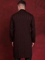 Jompers Men's Sequins Embroidered Kurta - Maroon | Grocsy