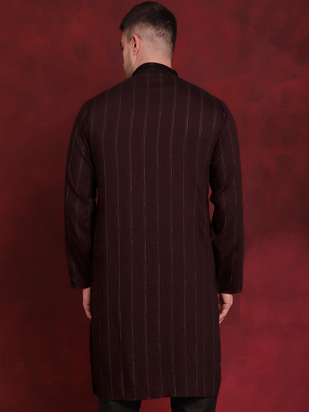 Jompers Men's Sequins Embroidered Kurta - Maroon | Grocsy