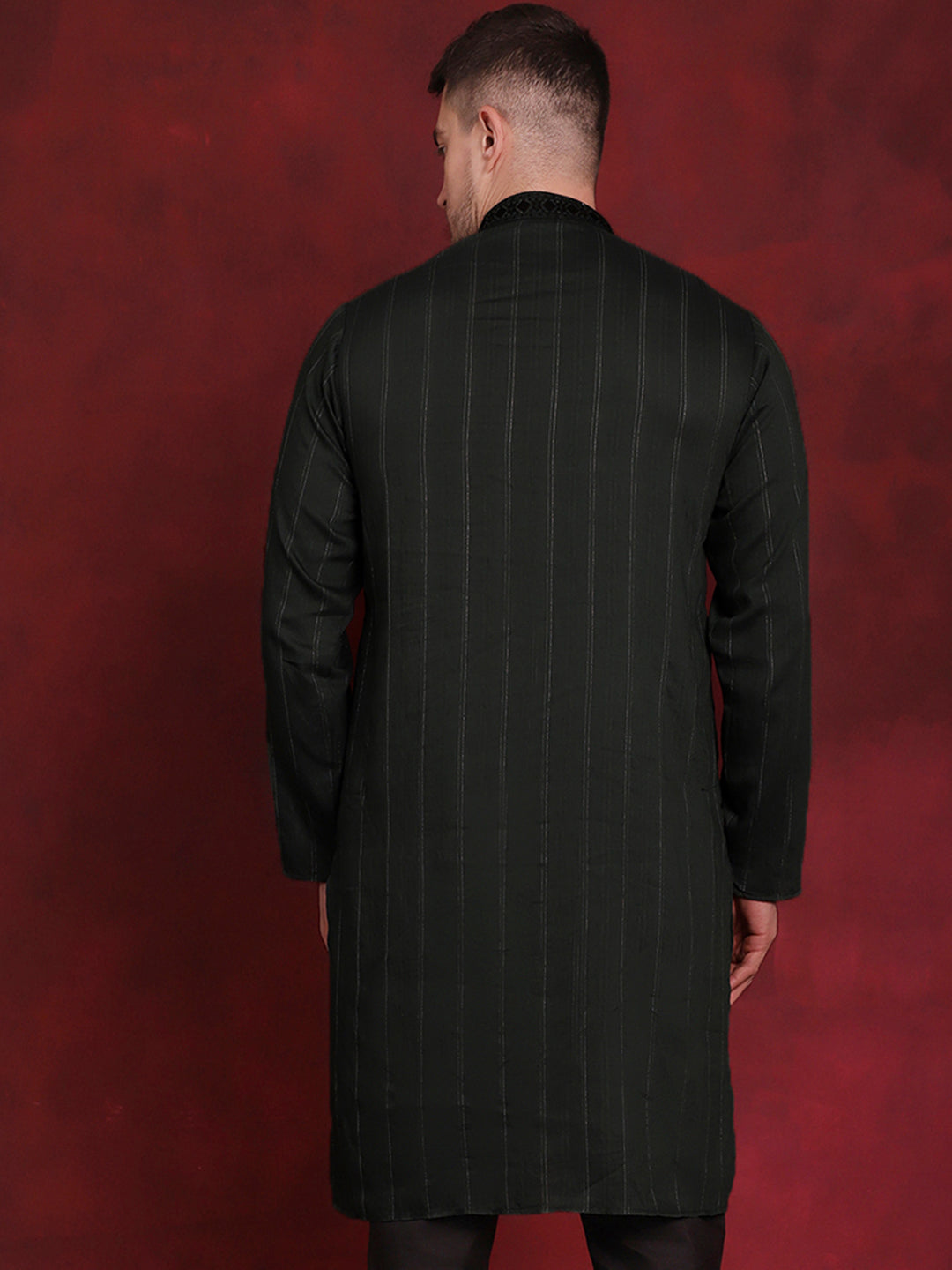 Jompers Men's Sequins Embroidered Kurta - Olive | Grocsy